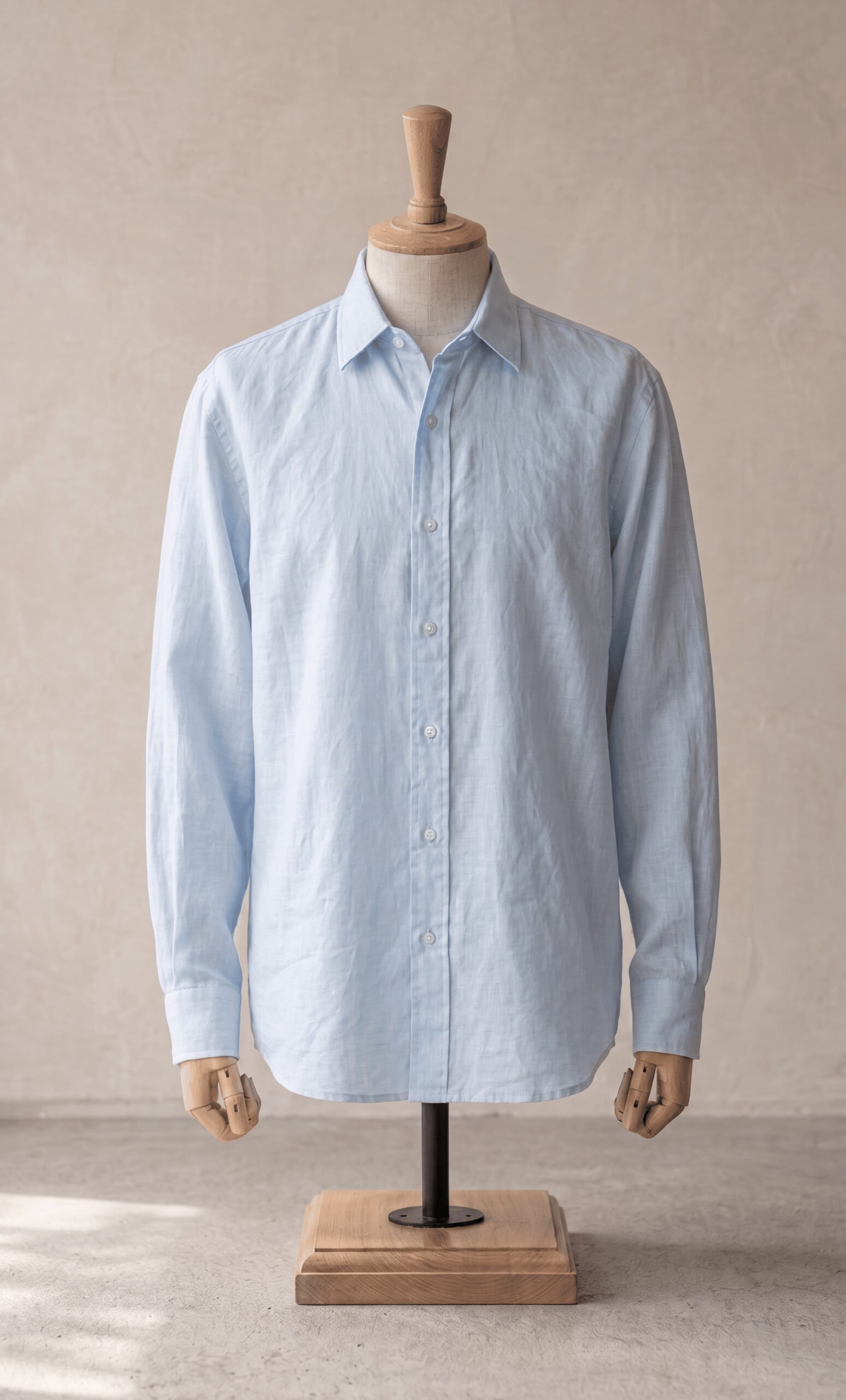 LINEN BLEND BUTTON DOWN SHIRT - AZURE (2) Sarfarosh Linen Blend Button Down Shirt Azure Blue - Men's Linen Shirts Pakistan