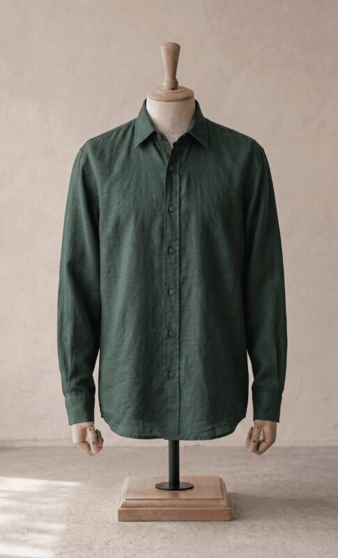 Sarfarosh Linen Blend Button Down Shirt Green - Men's Linen Shirts Pakistan