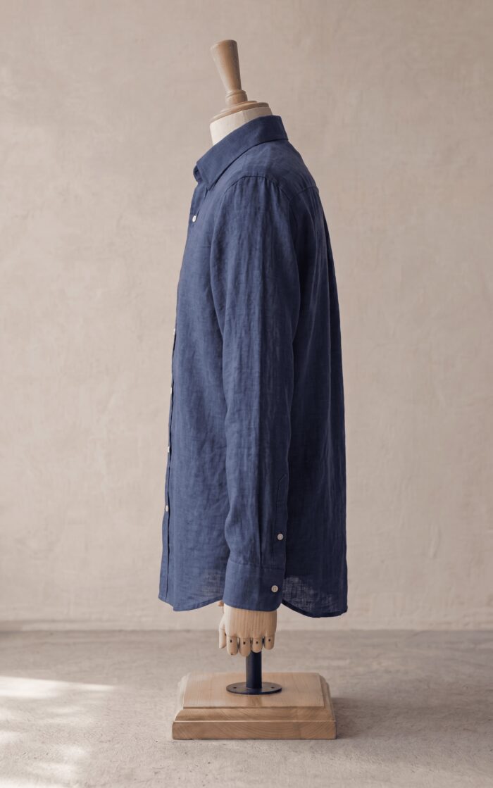 Sarfarosh Linen Blend Button Down Shirt in Navy Blue - Men's Linen Clothing Pakistan