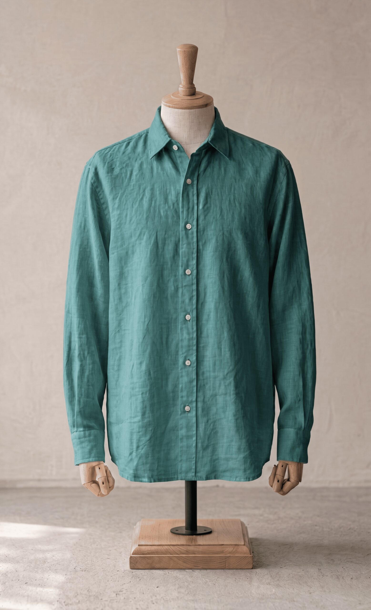 LINEN BLEND BUTTON DOWN SHIRT - TURQOUISE (2) Sarfarosh Linen Blend Button Down Shirt Turquoise - Men's Linen Shirts Pakistan