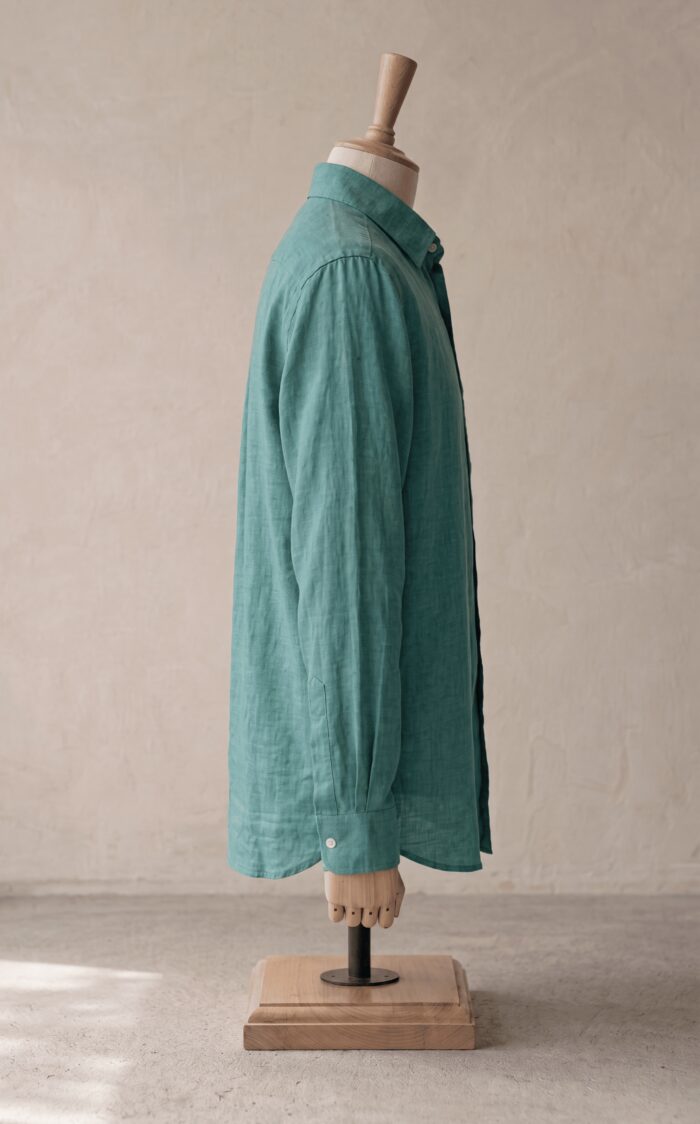 Sarfarosh Linen Blend Button Down Shirt Turquoise - Men's Linen Shirts Pakistan