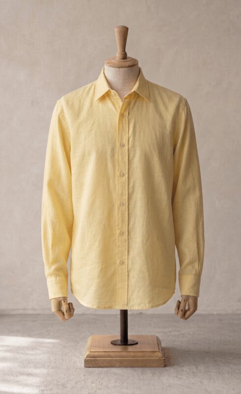 Sarfarosh Linen Blend Button Down Shirt Yellow - Men's Linen Shirts Pakistan