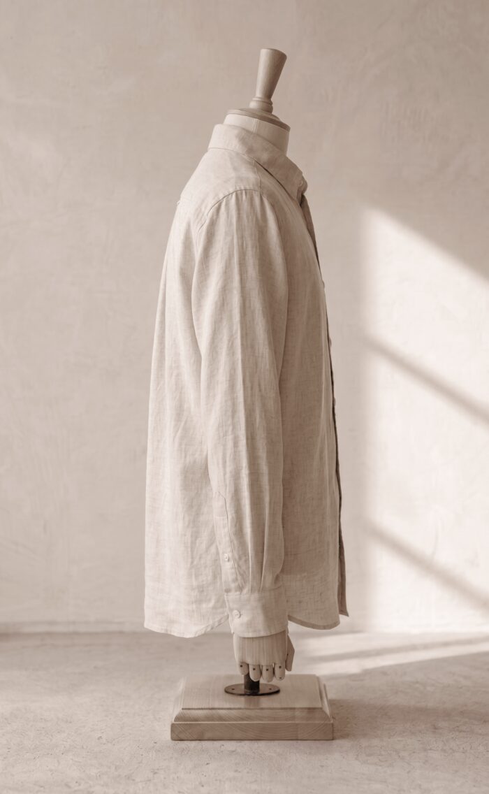 Sarfarosh Linen Blend Button Down Shirt in Beige - Men's Linen Clothing Pakistan