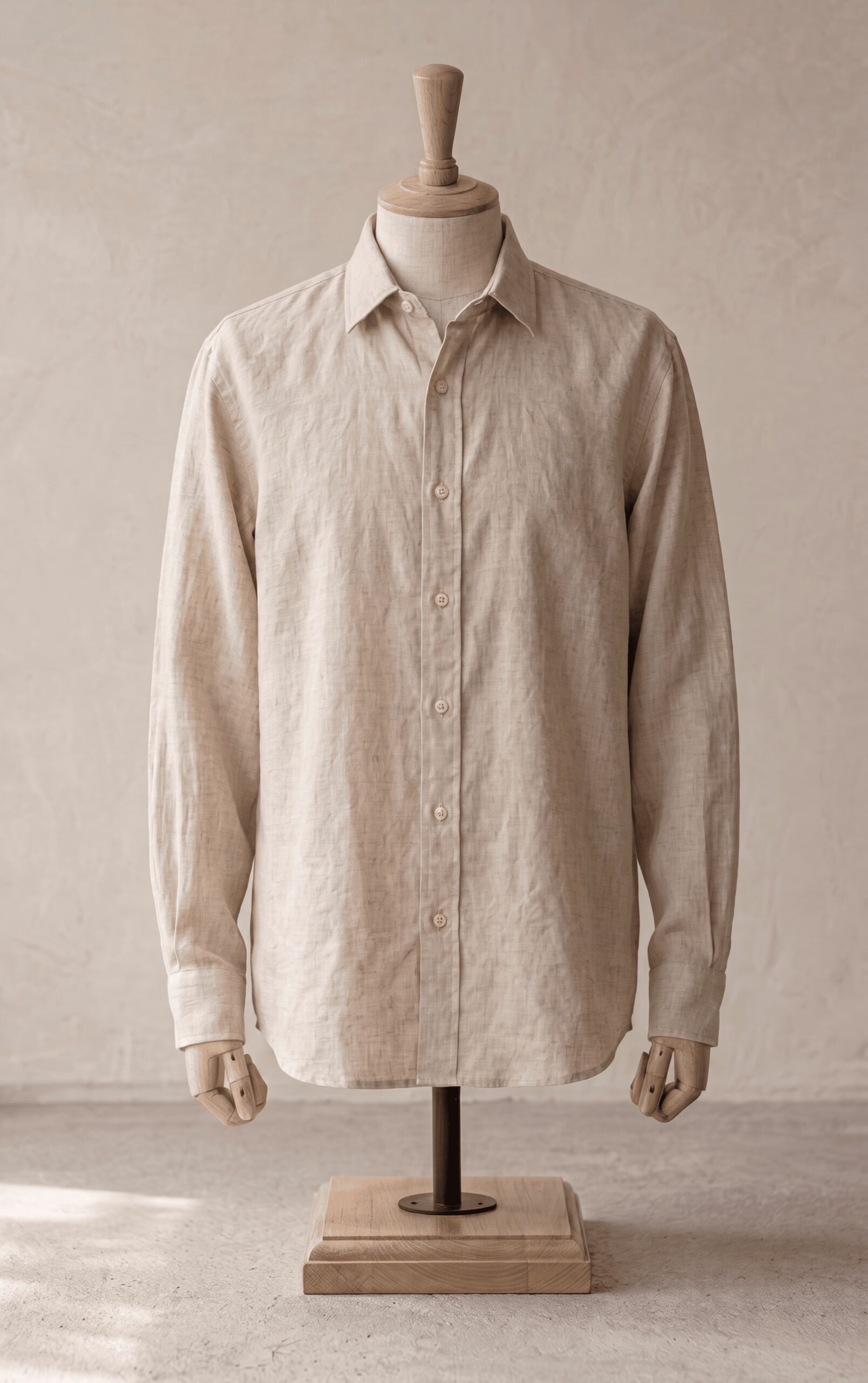 LINEN BLEND BUTTON DOWN SHIRT – BEIGE Sarfarosh Linen Blend Button Down Shirt in Beige - Men's Linen Clothing Pakistan