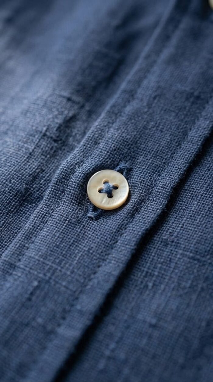 Sarfarosh Linen Blend Button Down Shirt in Navy Blue - Men's Linen Clothing Pakistan