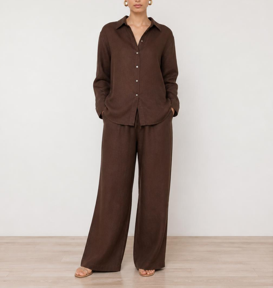 10 Linen Co-ord Set - Brown - Image 1