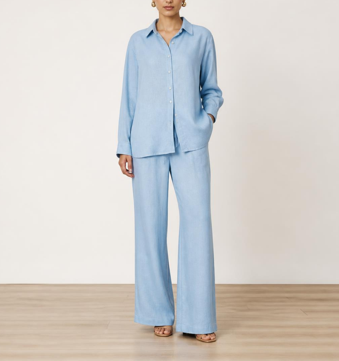 16 Linen Co-ord Set - Azure - Image 1