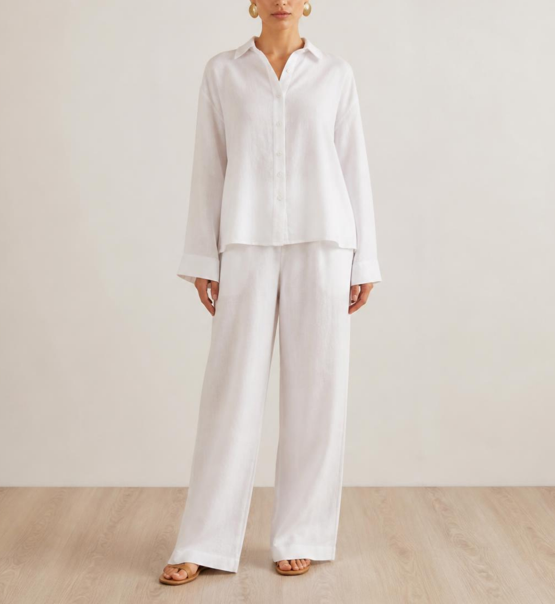 22 Linen Co-ord Set - White - Image 1