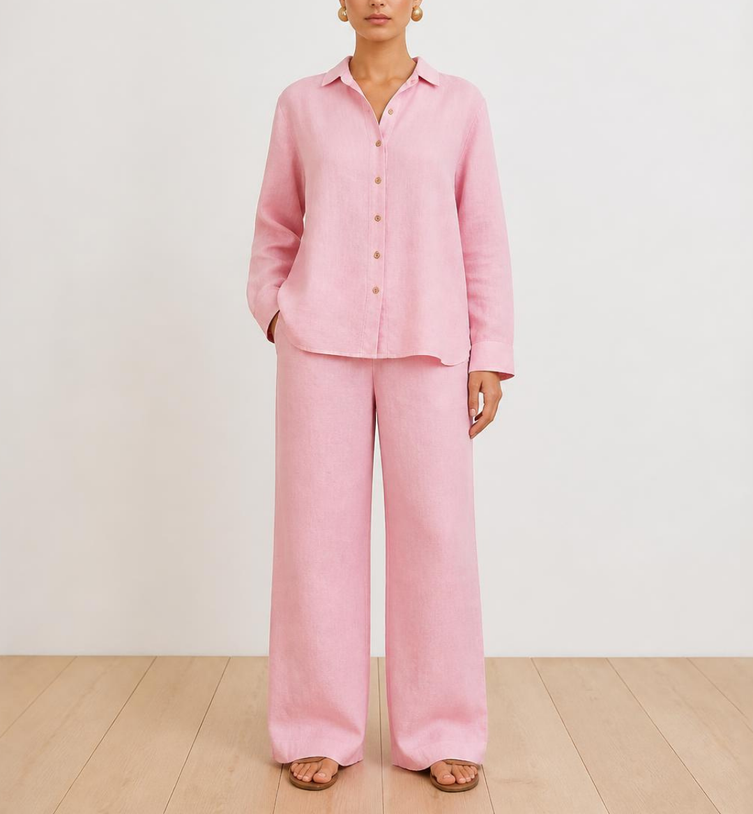 7 Linen Co-ord Set - Pink - Image 1