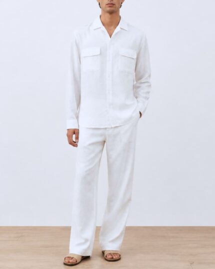 White linen co-ord set for men - Sarfarosh Pakistan