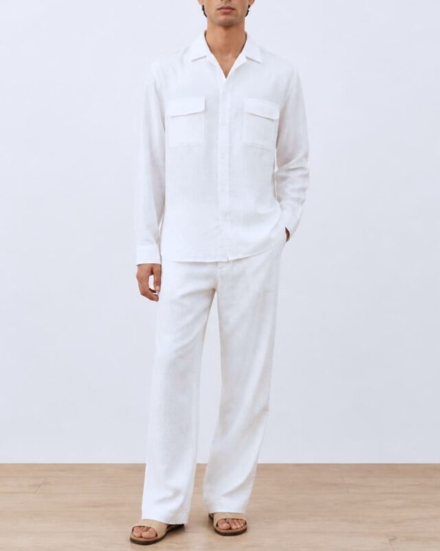 White linen co-ord set for men - Sarfarosh Pakistan