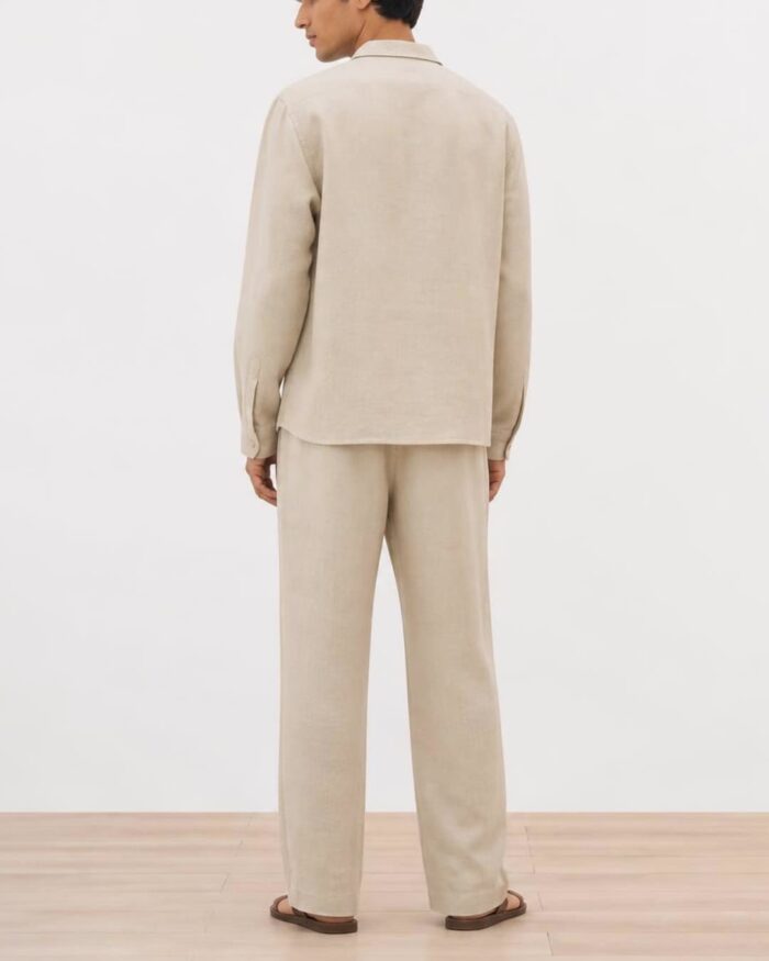 Men’s Linen Co-ord Set – Beige - Image 3