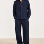 Navy linen co-ord set for men - Sarfarosh Pakistan