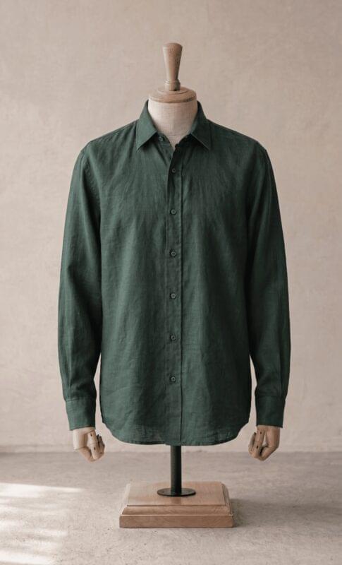 Sarfarosh Linen Blend Button Down Shirt Green - Men's Linen Shirts Pakistan