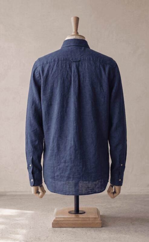 Sarfarosh Linen Blend Button Down Shirt in Navy Blue - Men's Linen Clothing Pakistan