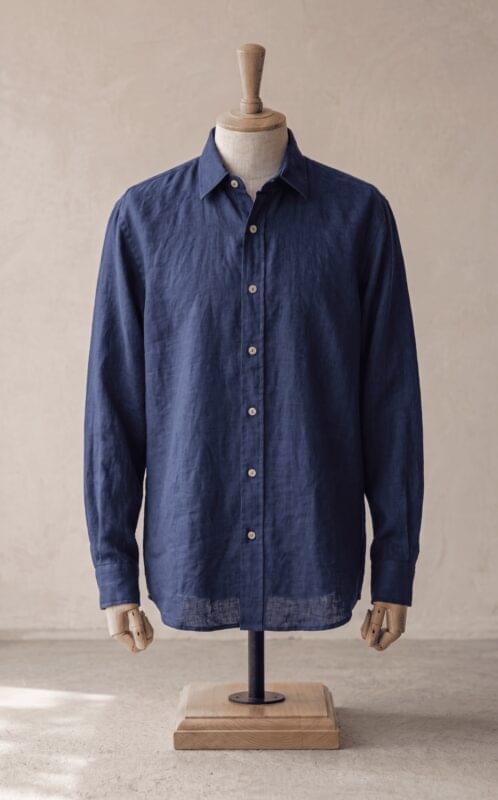 Sarfarosh Linen Blend Button Down Shirt in Navy Blue - Men's Linen Clothing Pakistan
