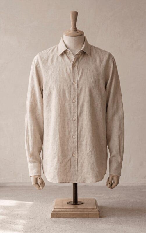 Sarfarosh Linen Blend Button Down Shirt in Beige - Men's Linen Clothing Pakistan